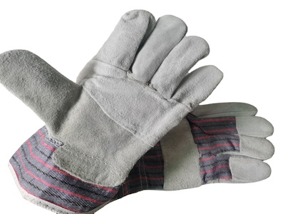 Patch Palm Glove 10.5" Grey Cowhide Split Leather Garden Safety Gloves