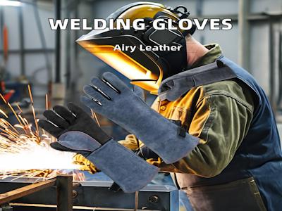 16'' Tig Welding Gloves Extended Cowhide Leather Welder Gloves Insulated Anti-scalding For Barbecue Fireplace Mig Welder